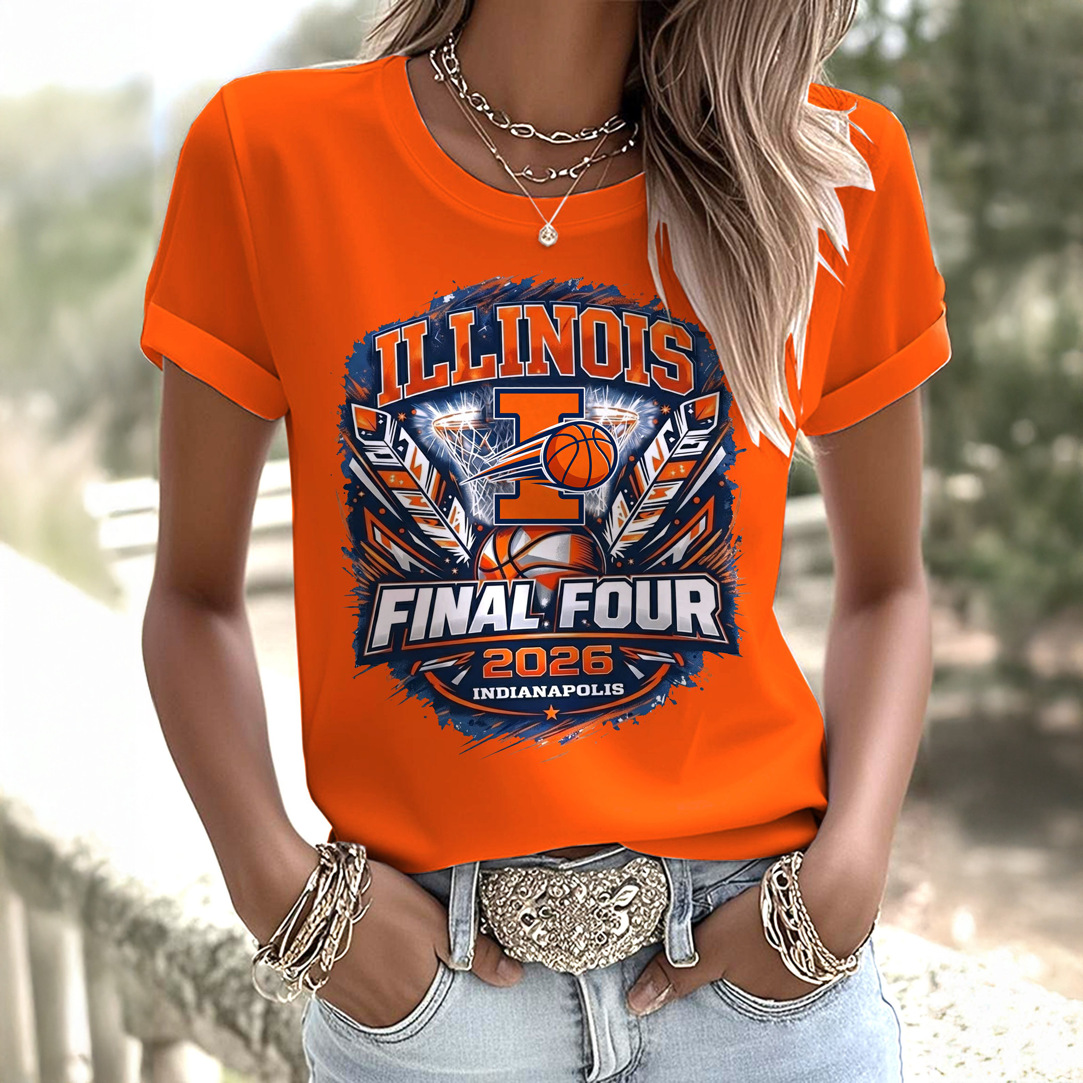 Illinois Fighting Illini 2026 Basketball Final Four T-Shirt Basketball Lover Shirt Fans Gear For Her