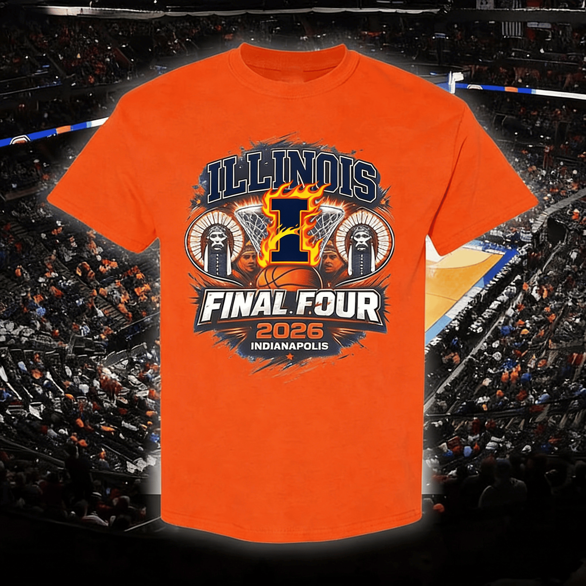 Illinois Fighting Illini 2026 Basketball Final Four T-Shirt Game Day Clothing March Madness Gear
