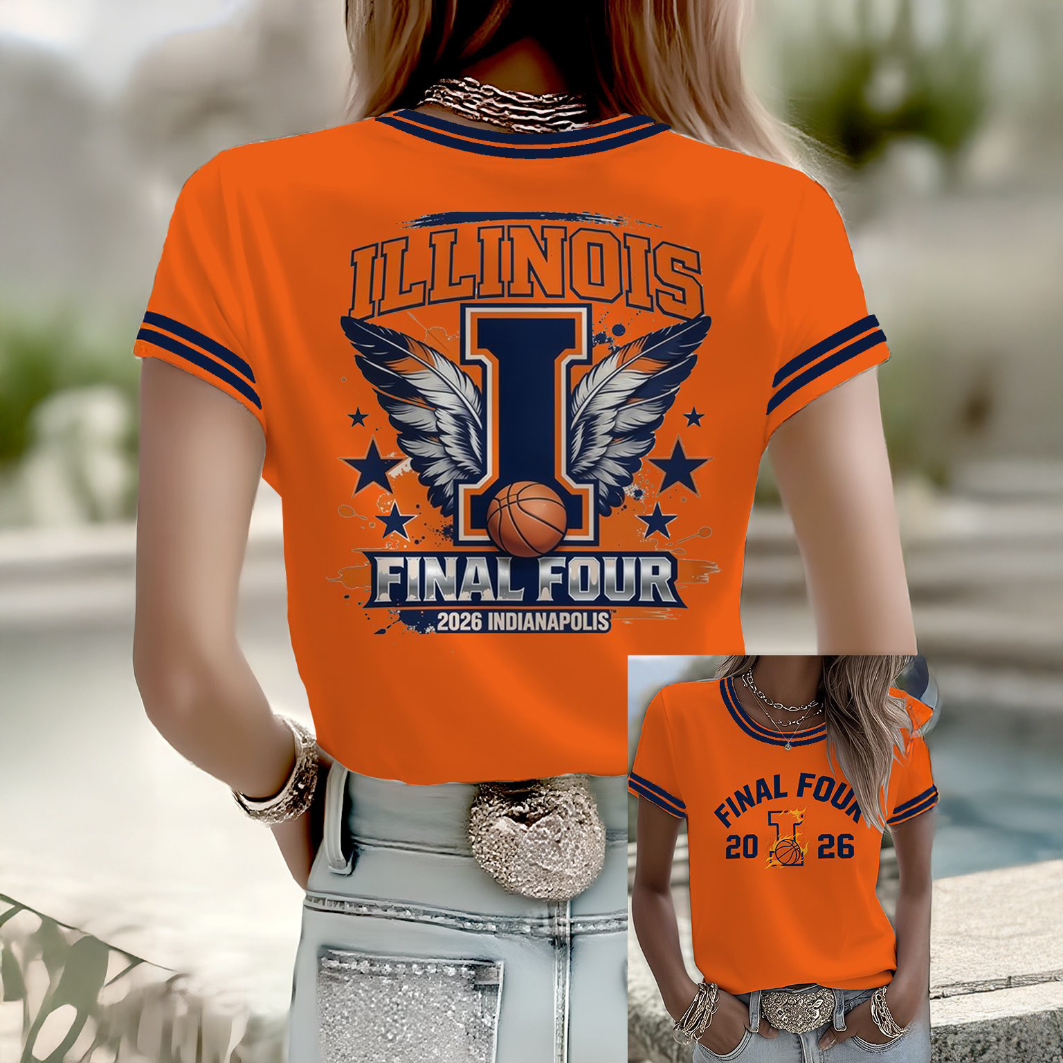 Illinois Fighting Illini 2026 Basketball Final Four T-Shirt March Madness Clothing Fans Gear