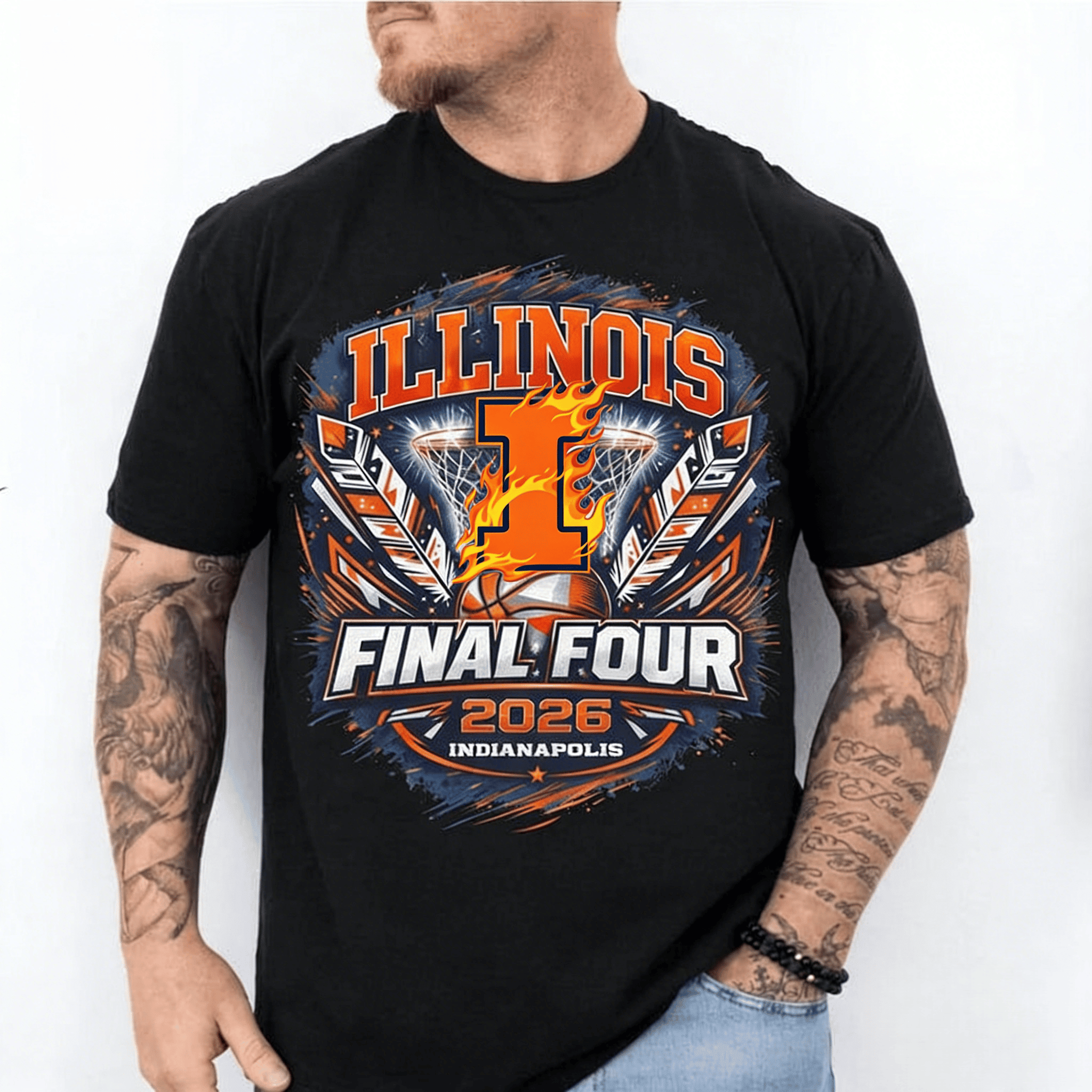 Illinois Fighting Illini 2026 Basketball Final Four T-Shirt March Madness Game Day Clothing Line