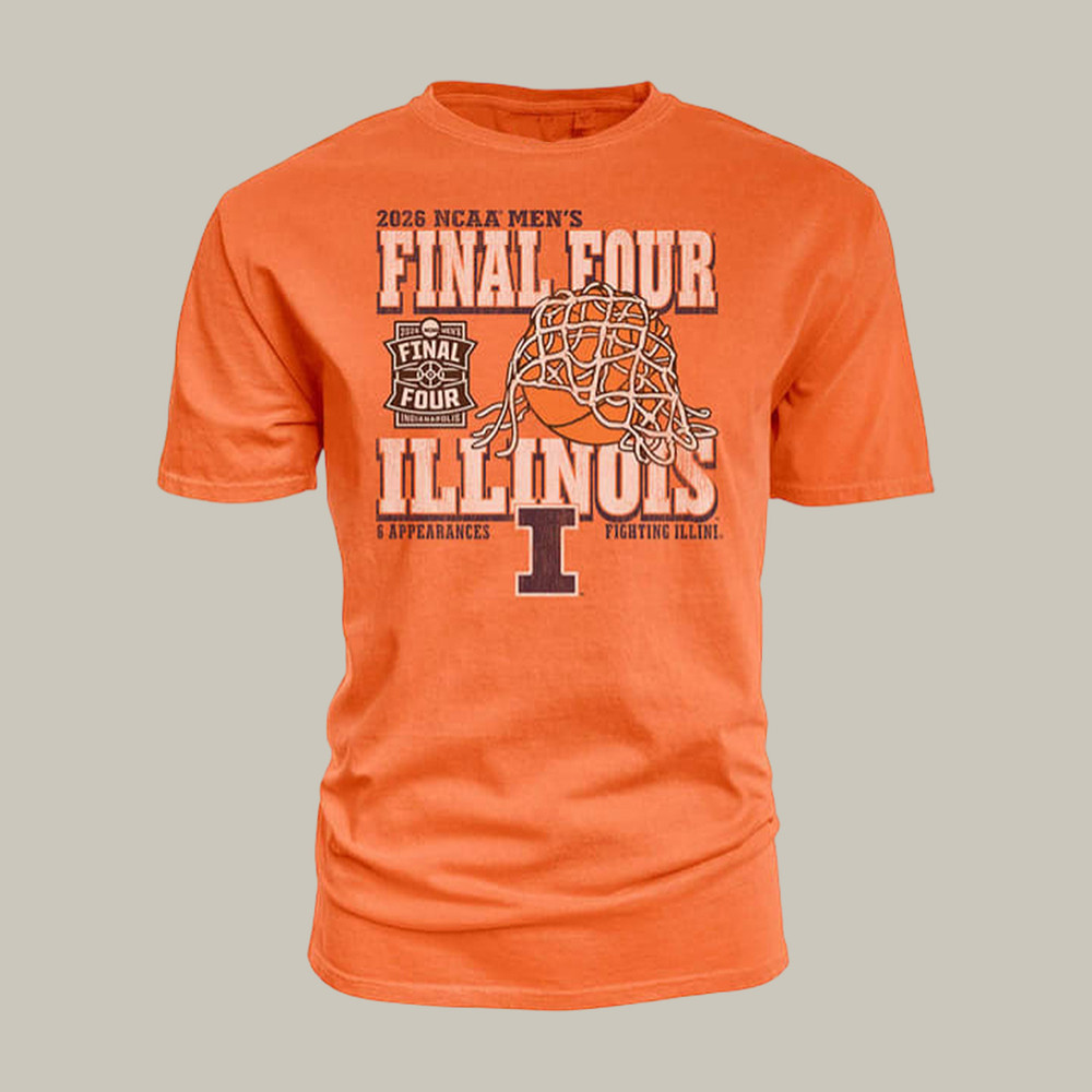 Illinois Fighting Illini 2026 NCAA Men's Final Four T-Shirt Basketball Fan Merch Game Day Gear For Men
