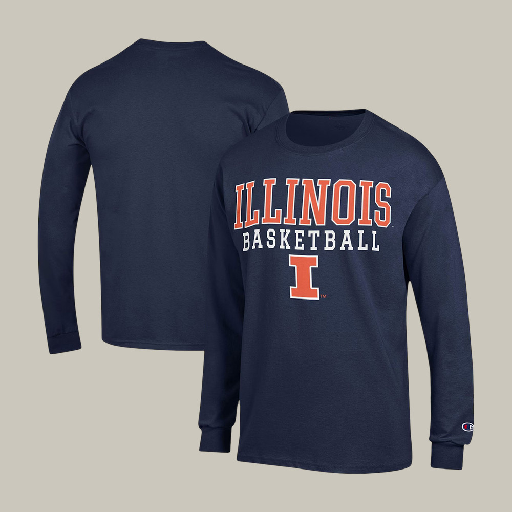 Illinois Fighting Illini Basketball Stack Long Sleeve Shirt March Madness Clothing Final Four Gears