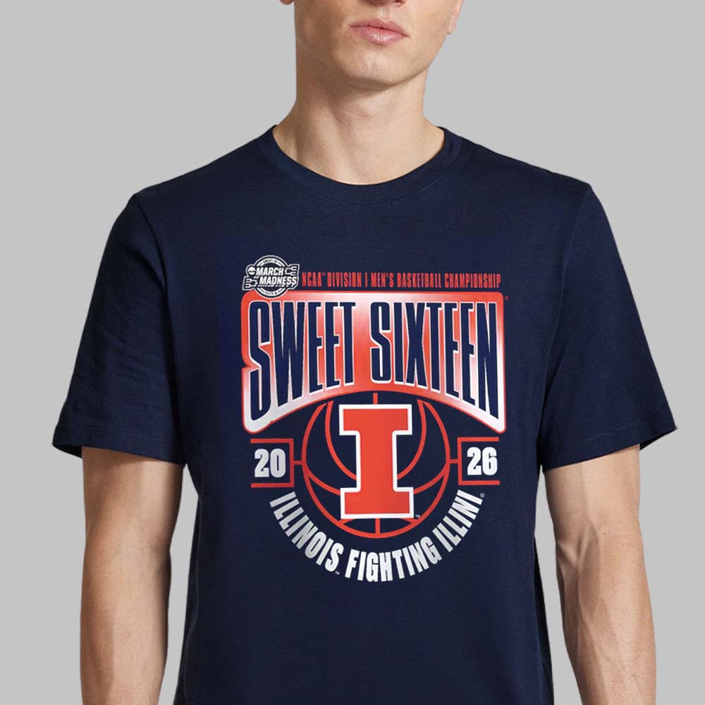 Illinois Fighting Illini Men's Basketball 2026 NCAA T-Shirt March Madness Sweet 16 Shirt