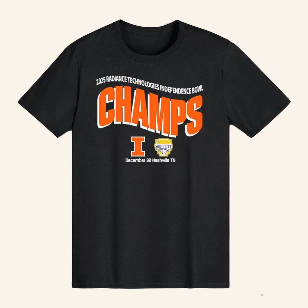 Illinois Football Merch 2025 Liberty Mutual Music City Bowl Champs T-Shirt Football Fan Gifts