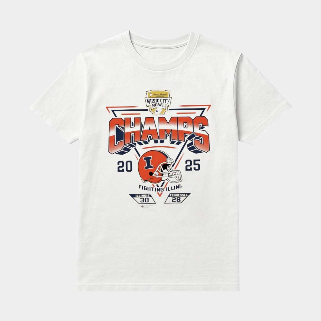 Illinois Football Music City Bowl Champions Helmet 2025 Shirt Illinois Pride Merch Fan Gifts