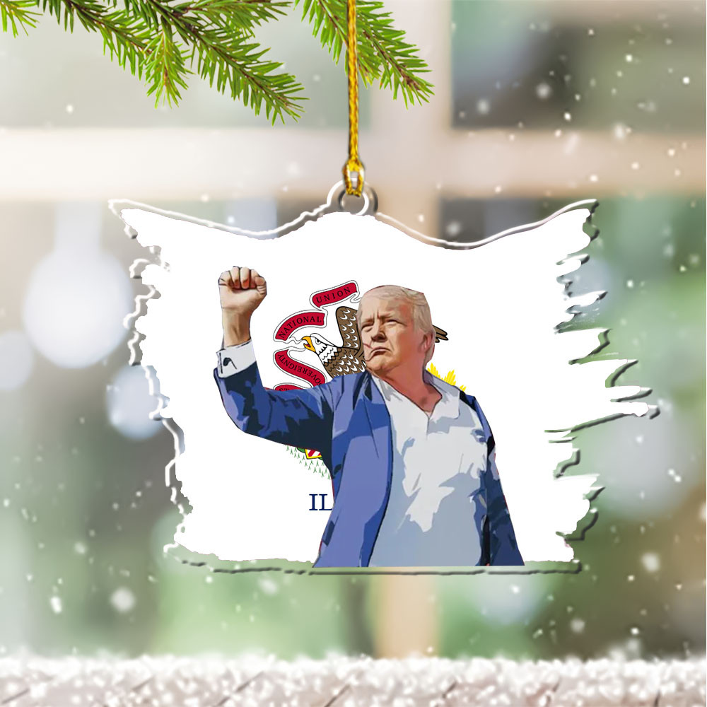 Illinois for Trump 2024 Ornament Shape Trump Fight Ornament for Christmas Tree