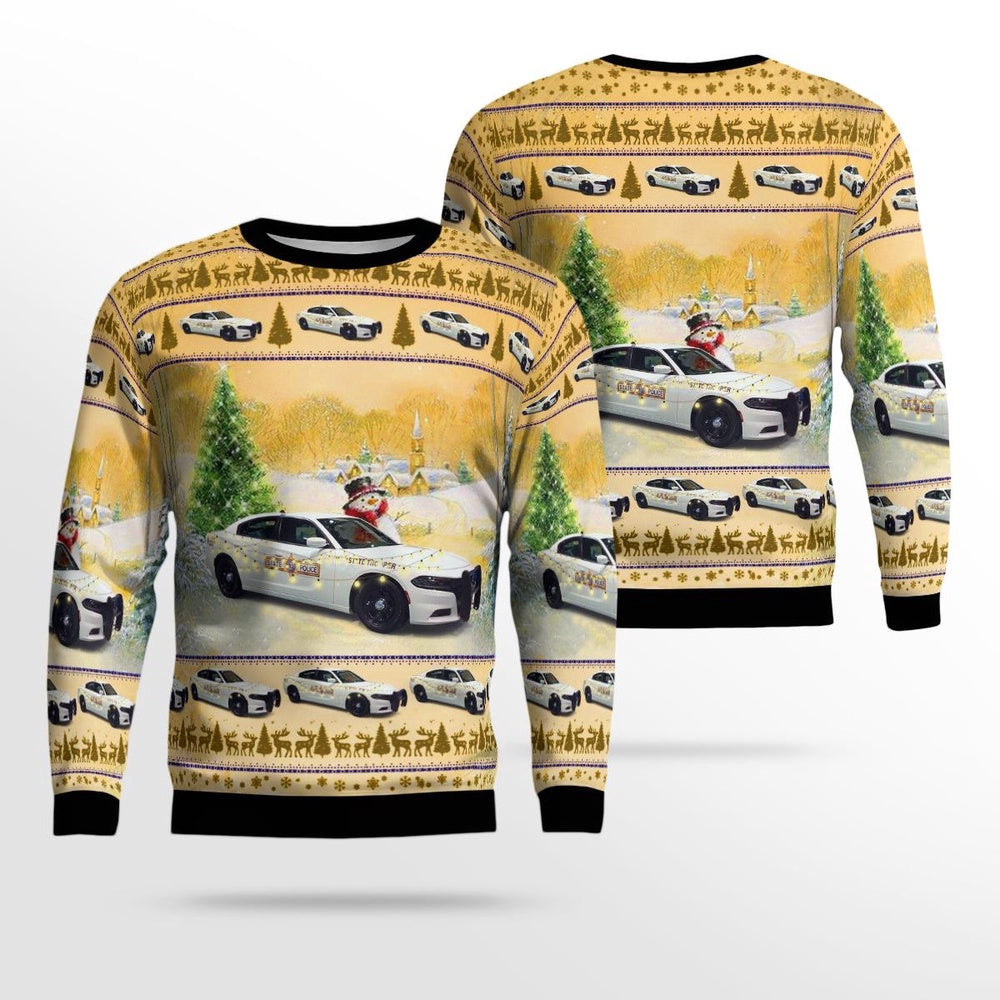Illinois State Police Dodge Charger Christmas AOP Ugly Sweater Xmas Unisex Sweater Christmas Gifts For Men Women