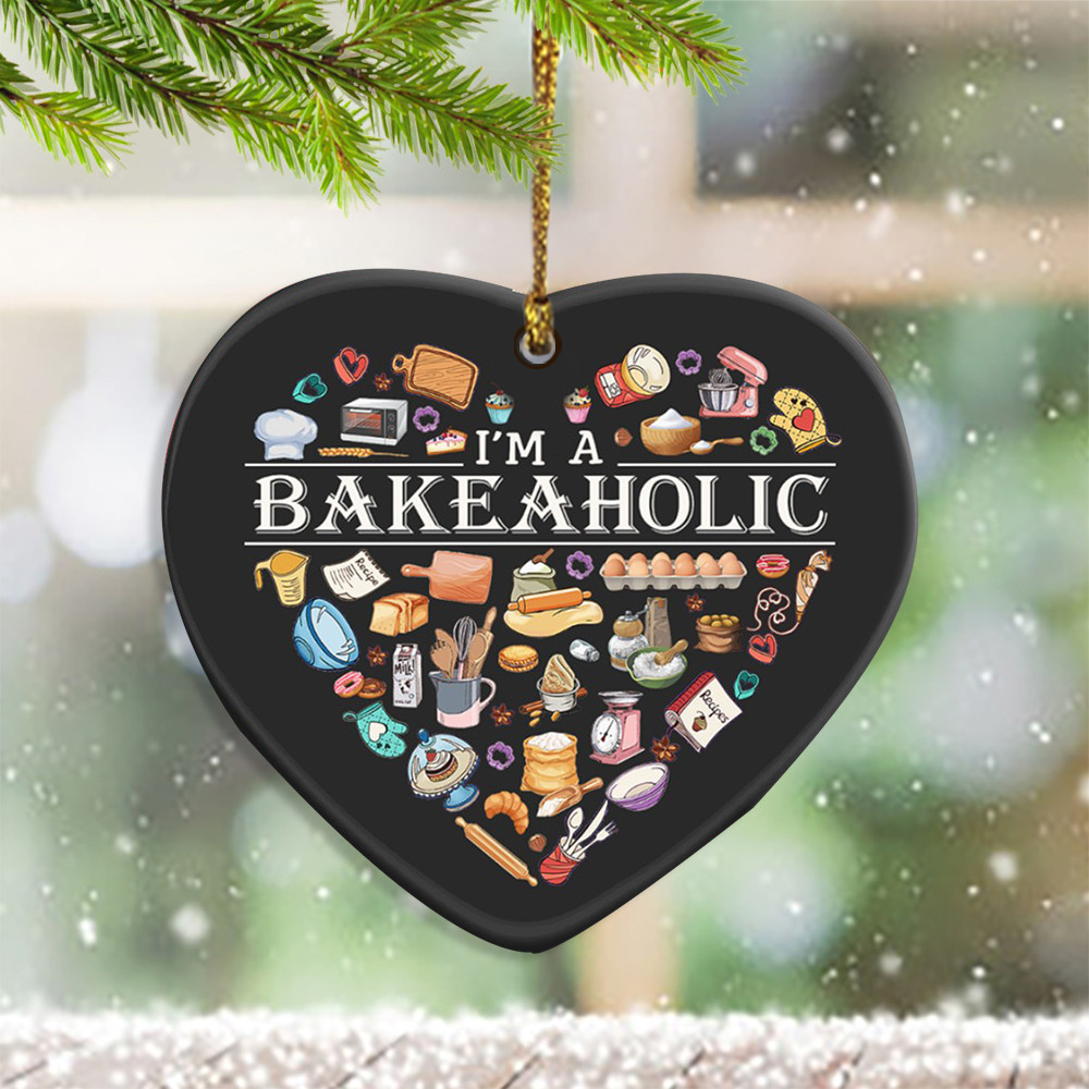 I'm A Bake A Holic Heart Ornament Baking Lover Ornament Christmas Tree Hangers