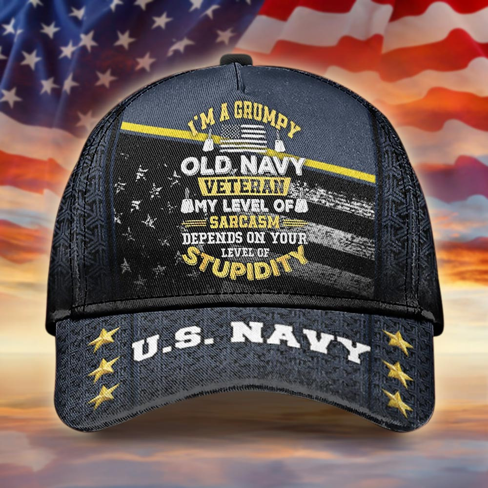 I'm A Grumpy Old Navy Veteran Hat Patriotic Hat Navy Gifts For Father