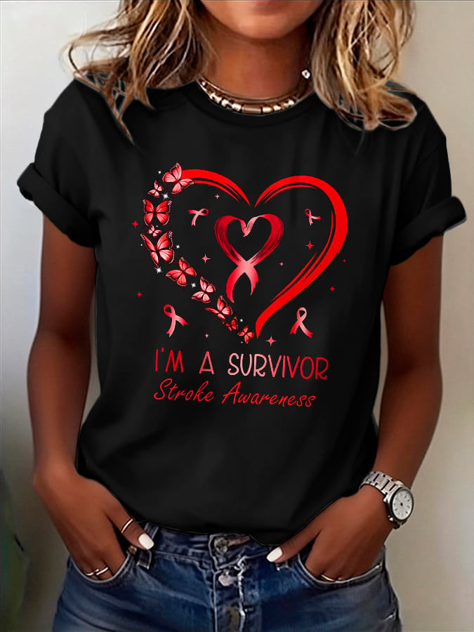 I'm A Survivor Stroke Awareness T-Shirt Stroke Awareness Month Merch Sympathy Gift For Her