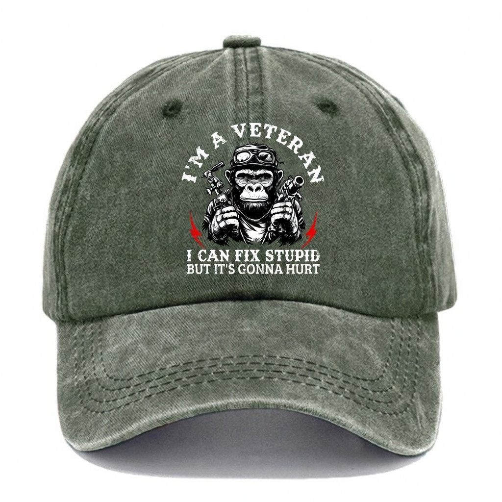 I'm A Veteran Baseball Cap I Can Fix Stupid But It's Gonna Hurt Merch Gift For Dad