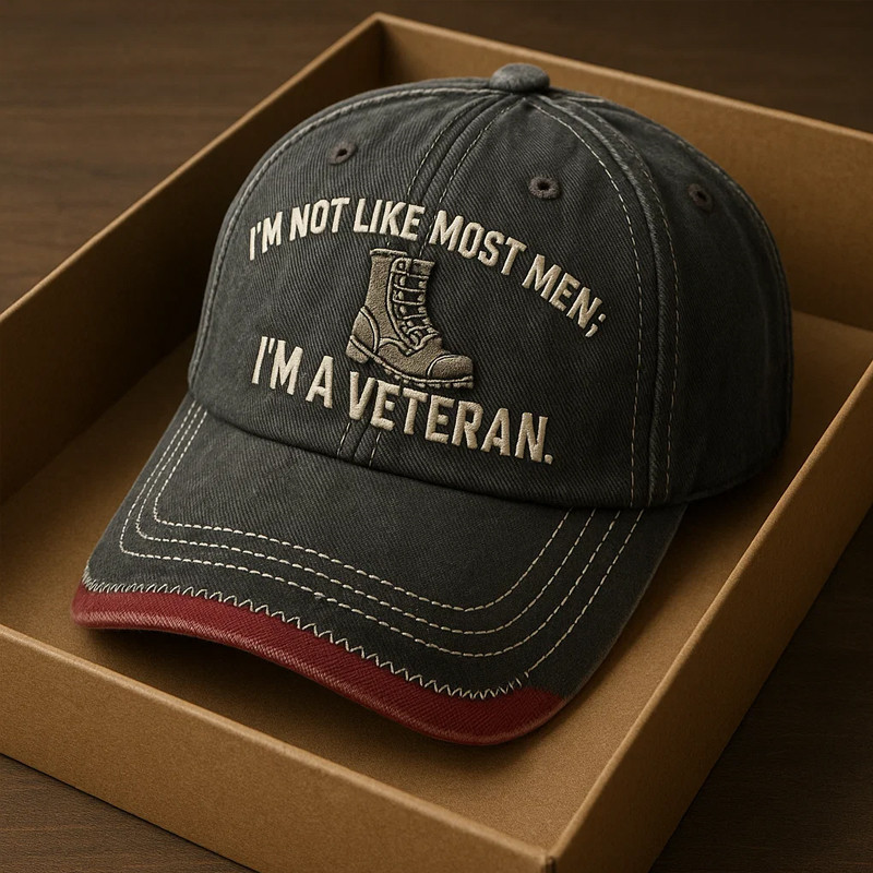 I'm A Veteran Hat Military Boots Pattern Patriotic Baseball Cap Gifts For Him