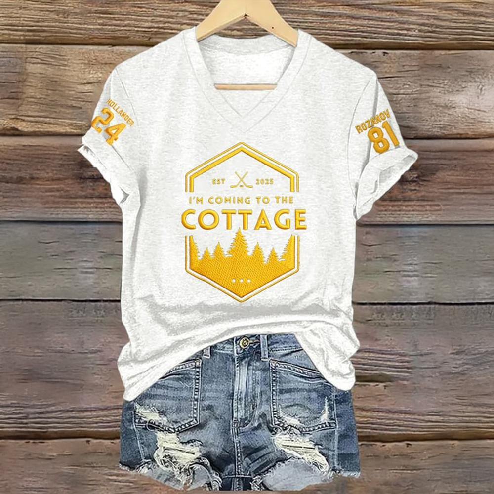 I'm Coming To The Cottage V-Neck Shirt Hockey Romance Heated Rivalry Shirt