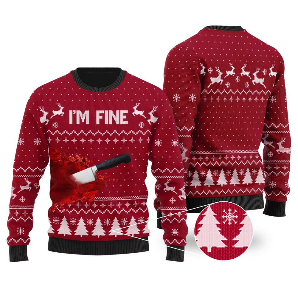 Im Fine Ugly Christmas Sweater Cardinal Red Festive Sweatshirt for Christmas Celebrations