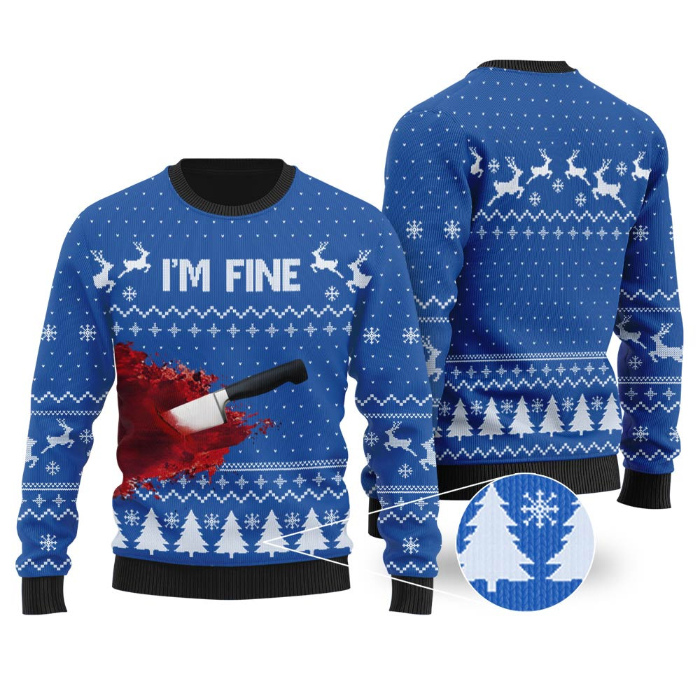 Im Fine Ugly Christmas Sweater Royal Best Gift Idea for Christmas Enthusiasts