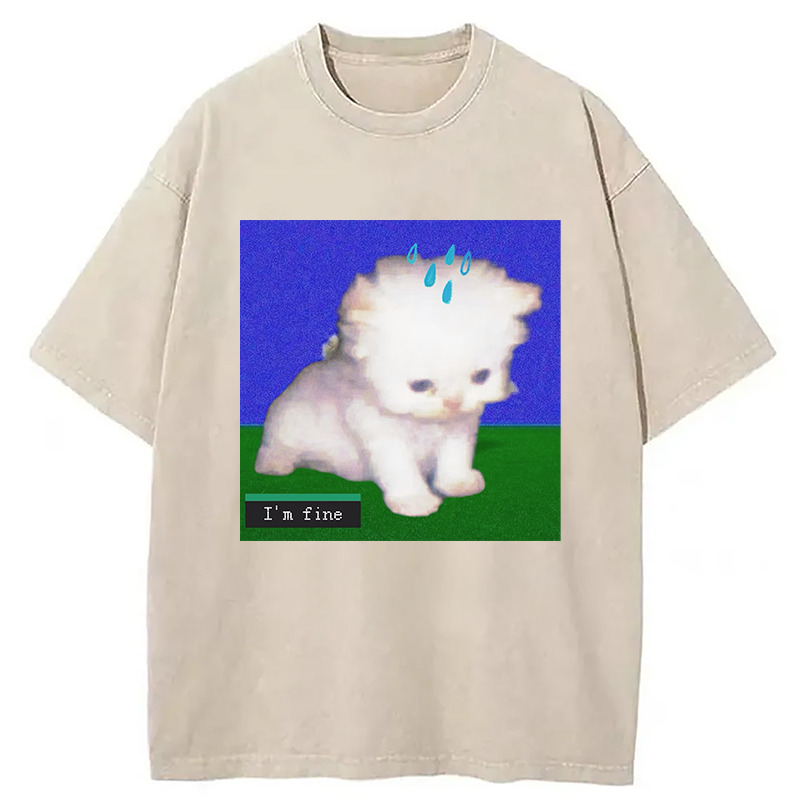I'm Fine Washed T-Shirt Unique Aesthetic Fashion Tee Gifts For Sister