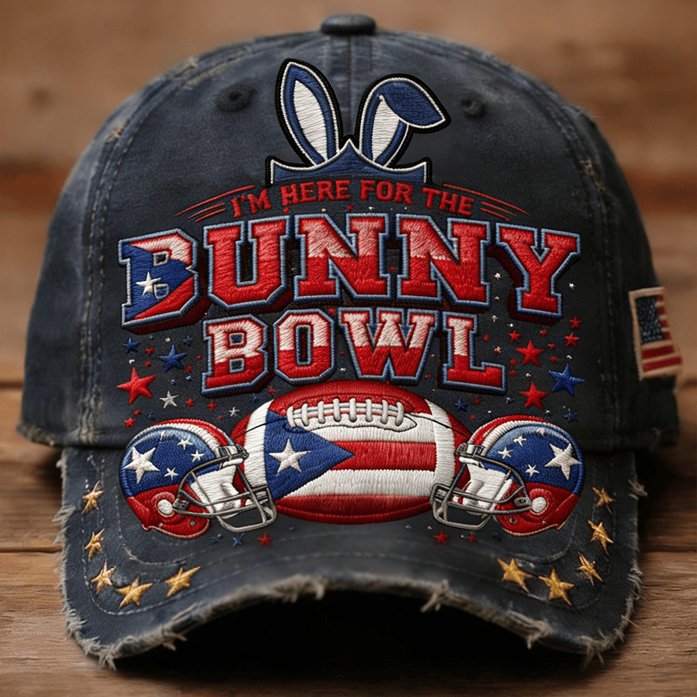 I'm Here For The Bunny Bowl Vintage Hat Bad Bunny Baseball Cap Football Lover Presents