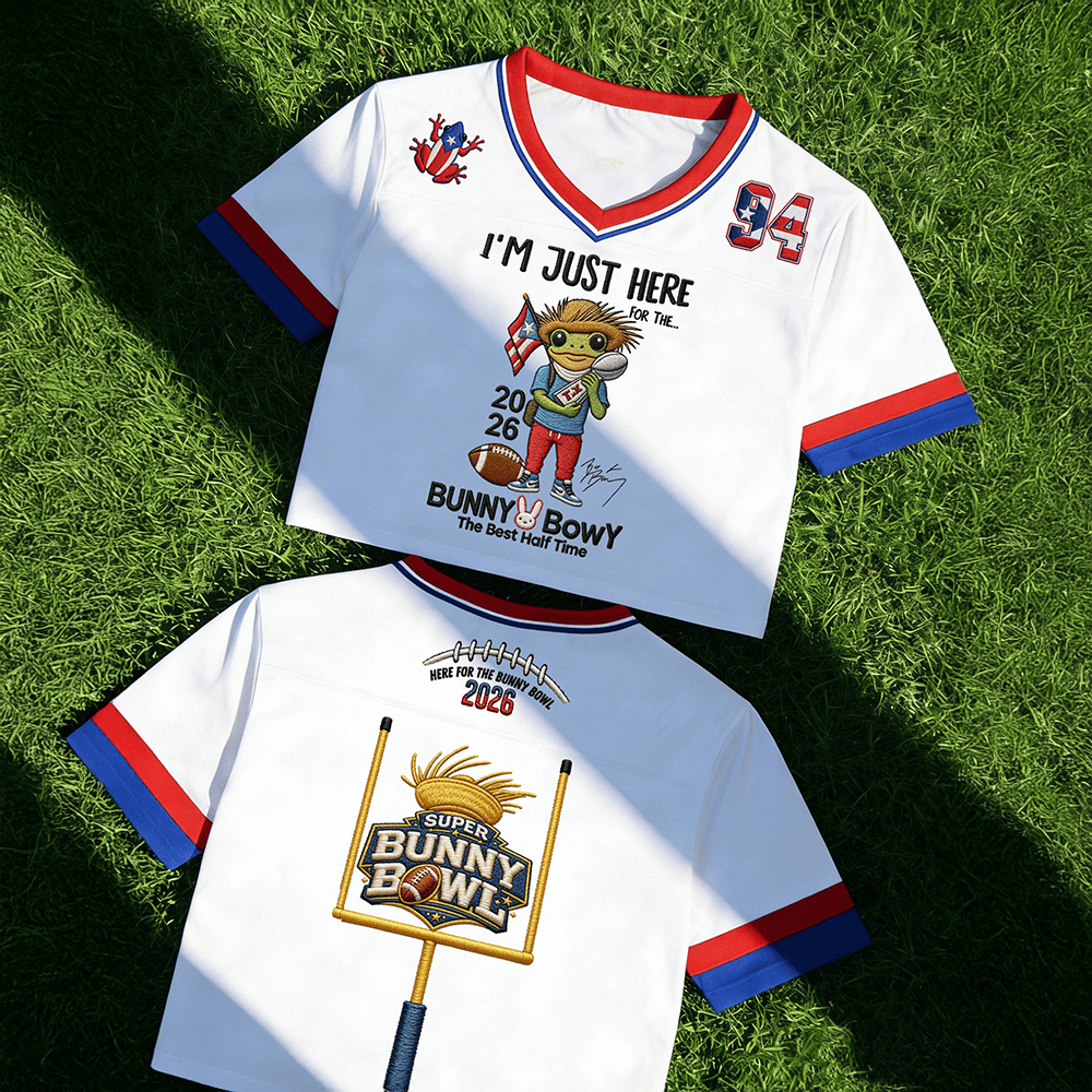 I'm Just Here For The Bunny Bowl Frog Jersey Bad Bunny Halftime Show Merchandise