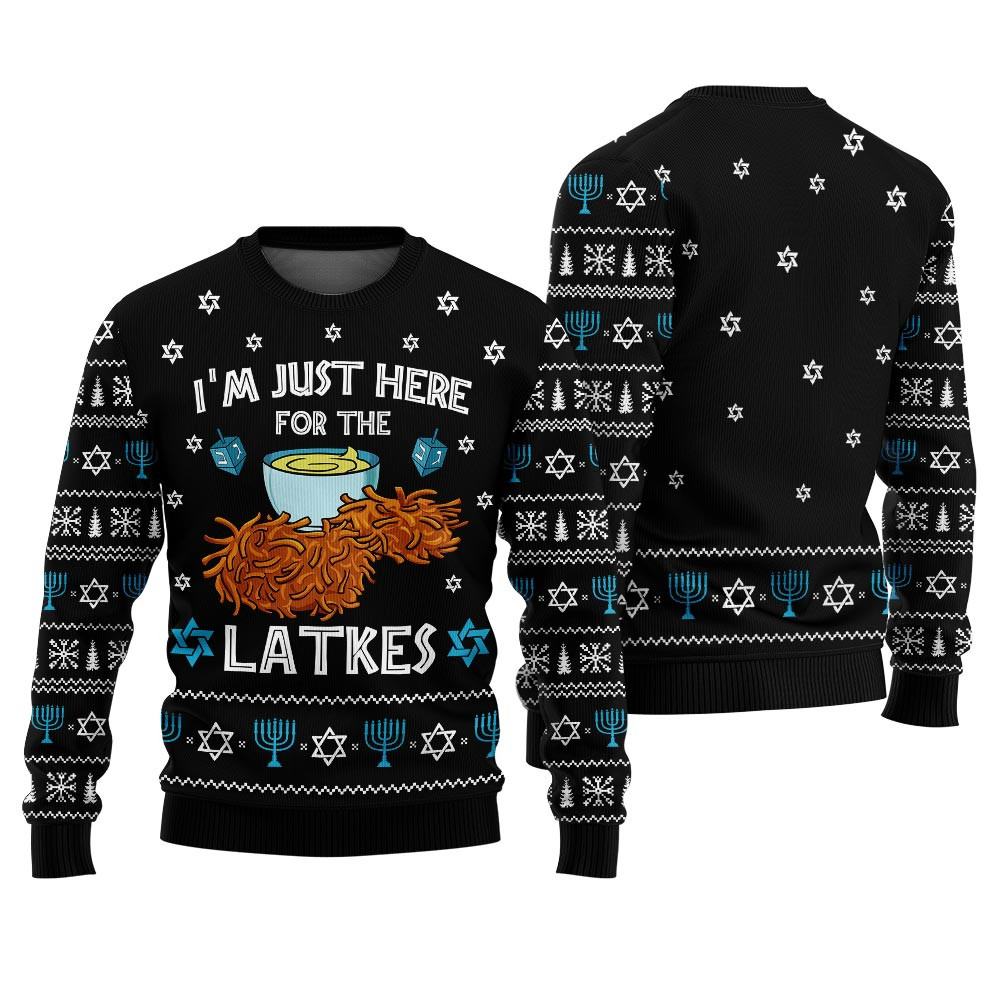 Im Just Here For The Latkes Hanukkah Sweater Special Merch Gift Idea for Festive Celebrations