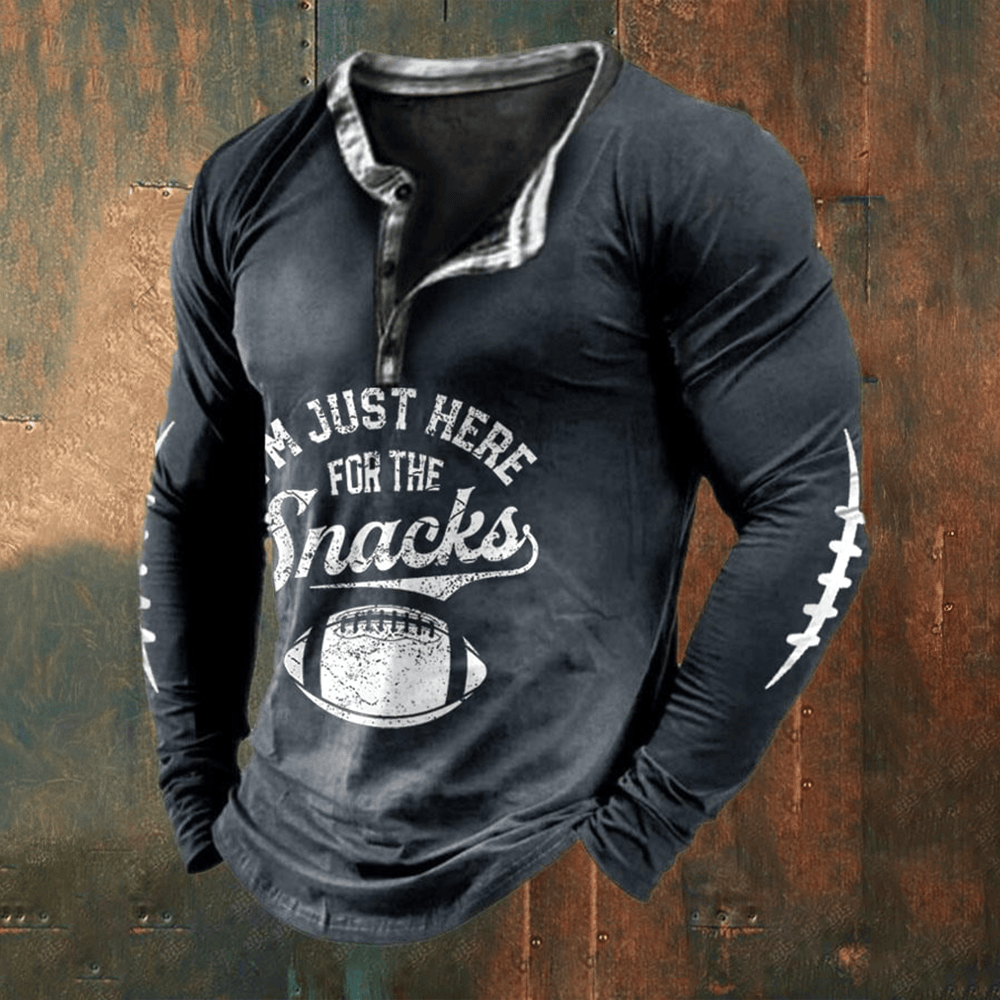 I'm Just Here For The Snacks Button Long Sleeve Shirt Game Day Football Clothing Football Fan Gift