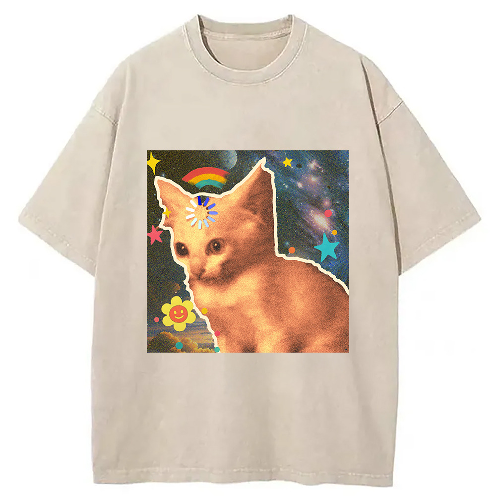 I'm Loading Cat Washed T-Shirt Cool Urban Street Style Shirt Gifts For Besties