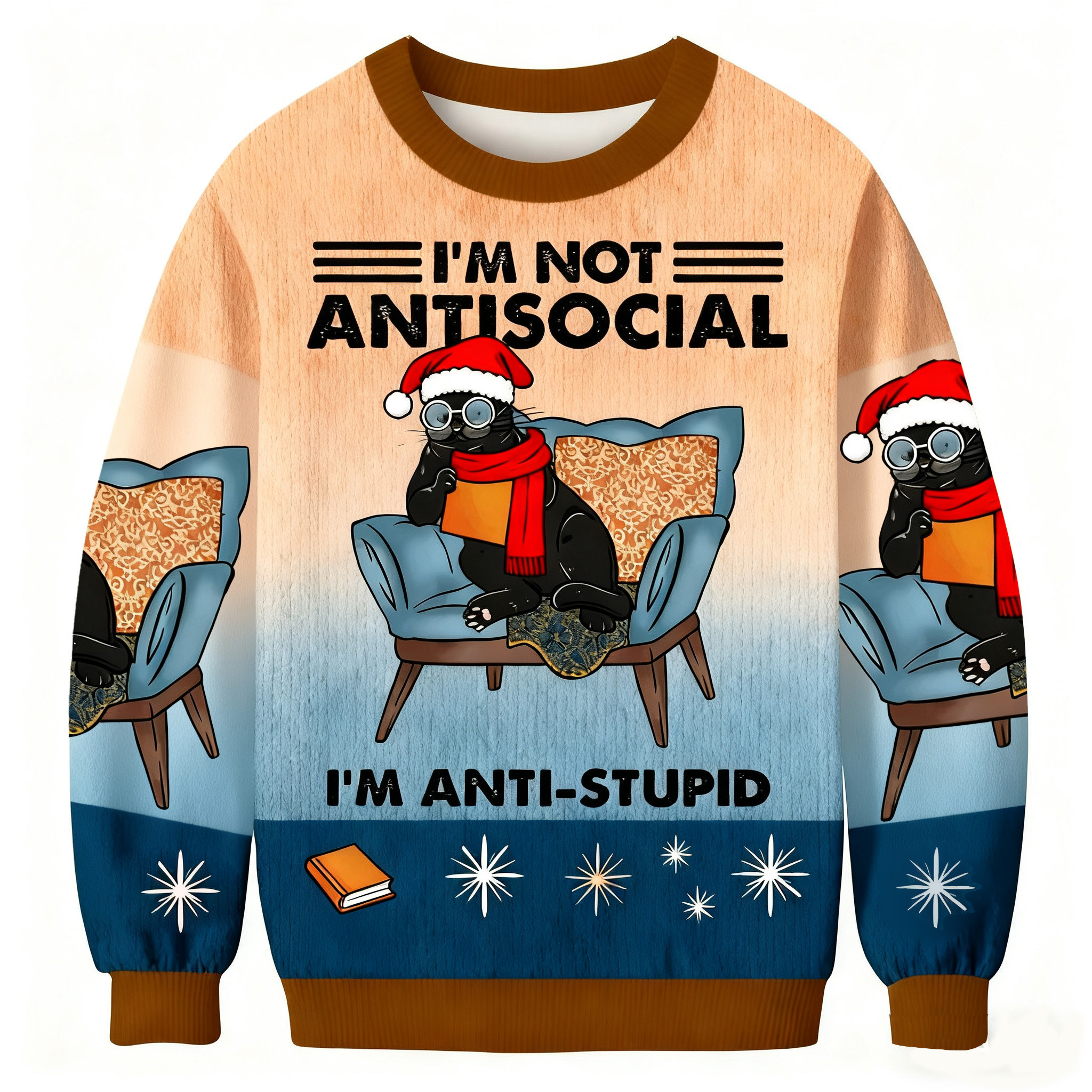 I'm Not Antisocial Meme Ugly Sweater Holiday Clothing Cat Gifts For Cat Lovers