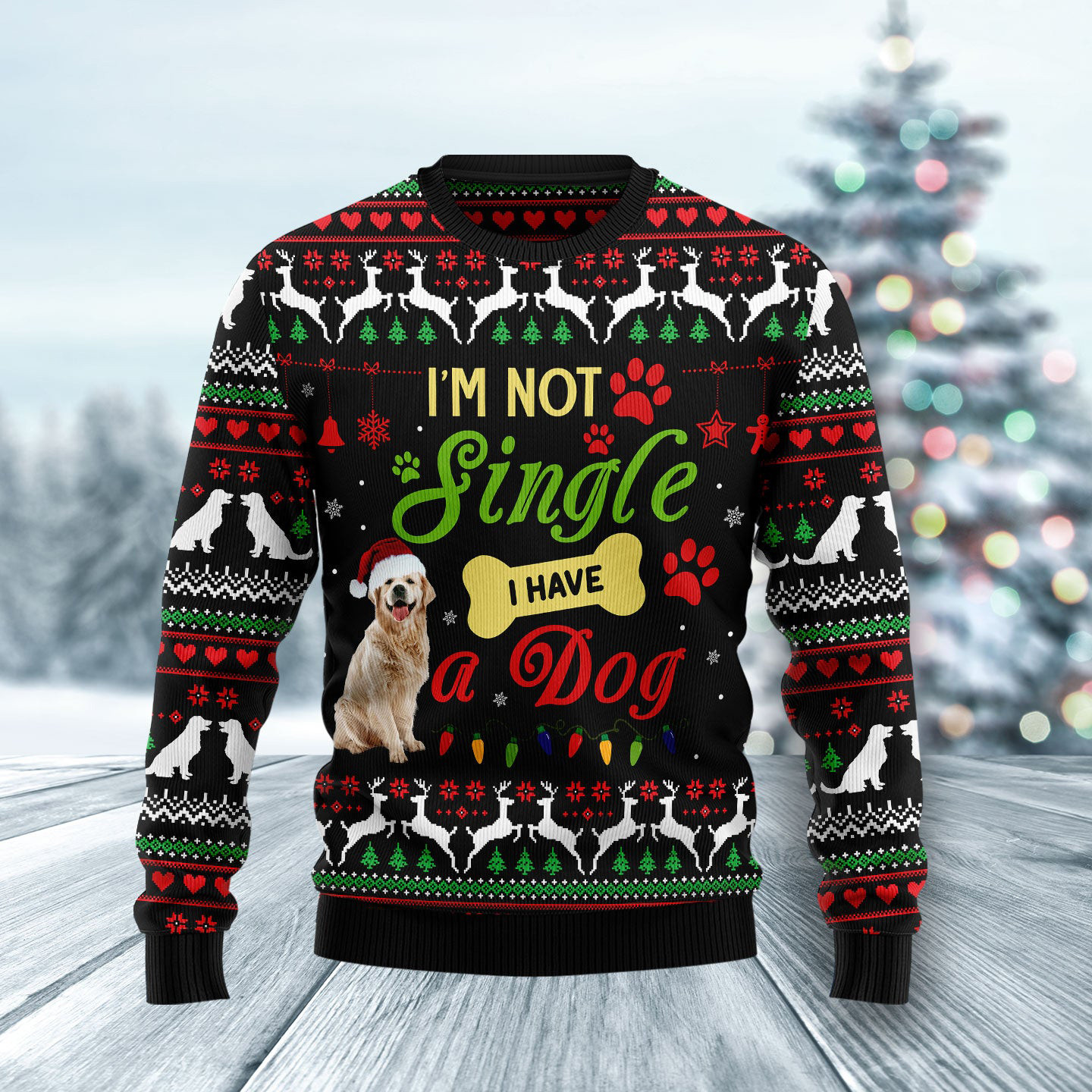 Im Not Single I Have A Golden Retriever Ugly Christmas Sweater Holiday Wear Christmas Dog Gifts