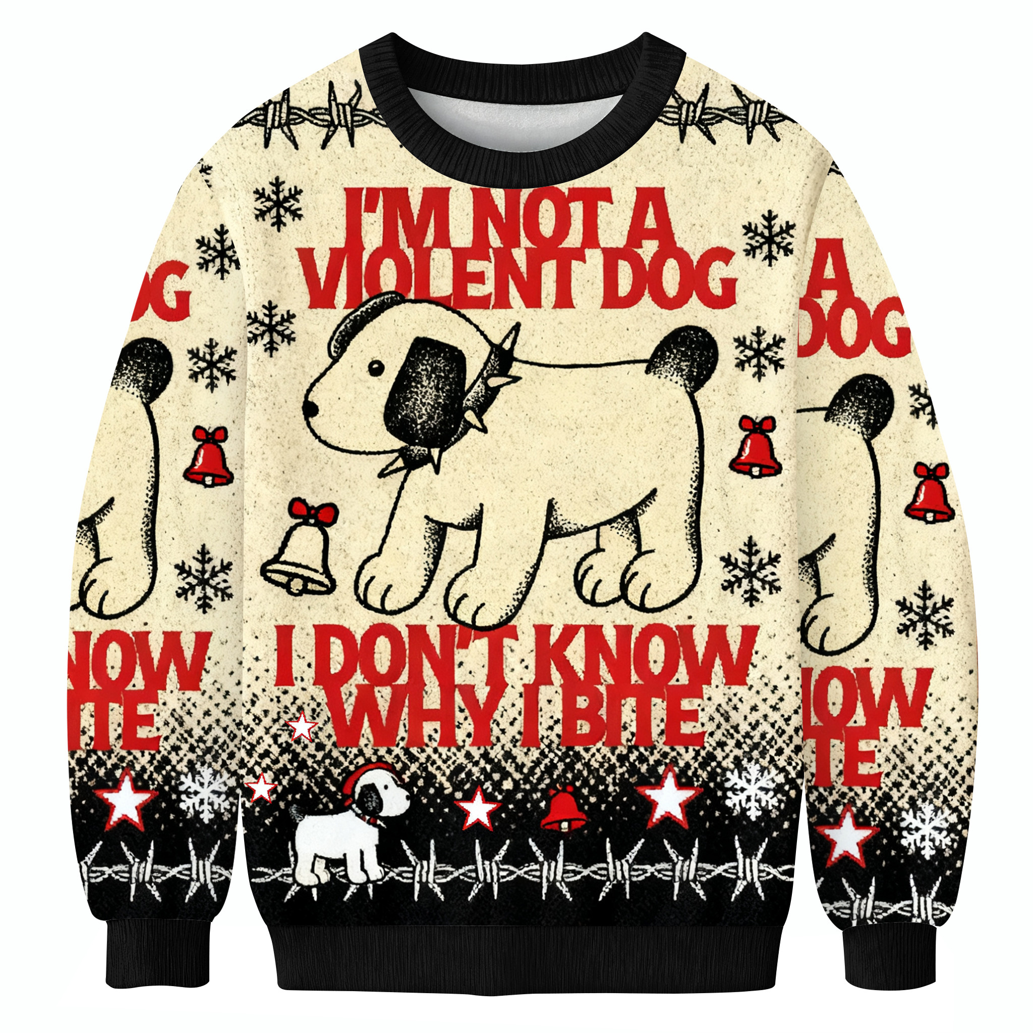 I'm Not Violent Dog I Don't Know Why I Bite Ugly Sweater Holiday Outfits Christmas Gift Ideas