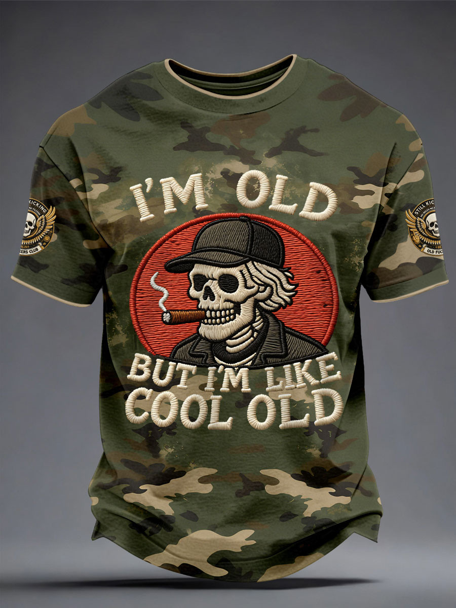 I'm Old But I'm Like Cool Old T-Shirt Funny Old Man Skull Clothing Gift For Him