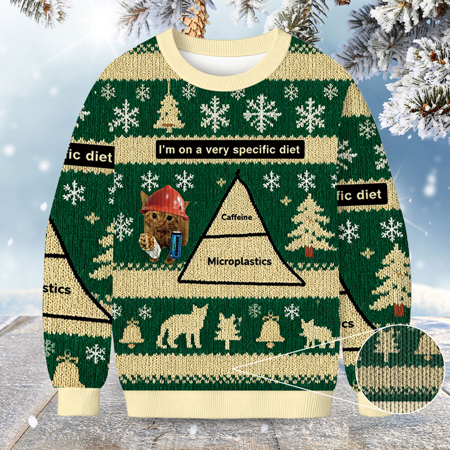 I'm On A Very Specific Diet Christmas Ugly Sweater Animal Design Cat Presents For Christmas