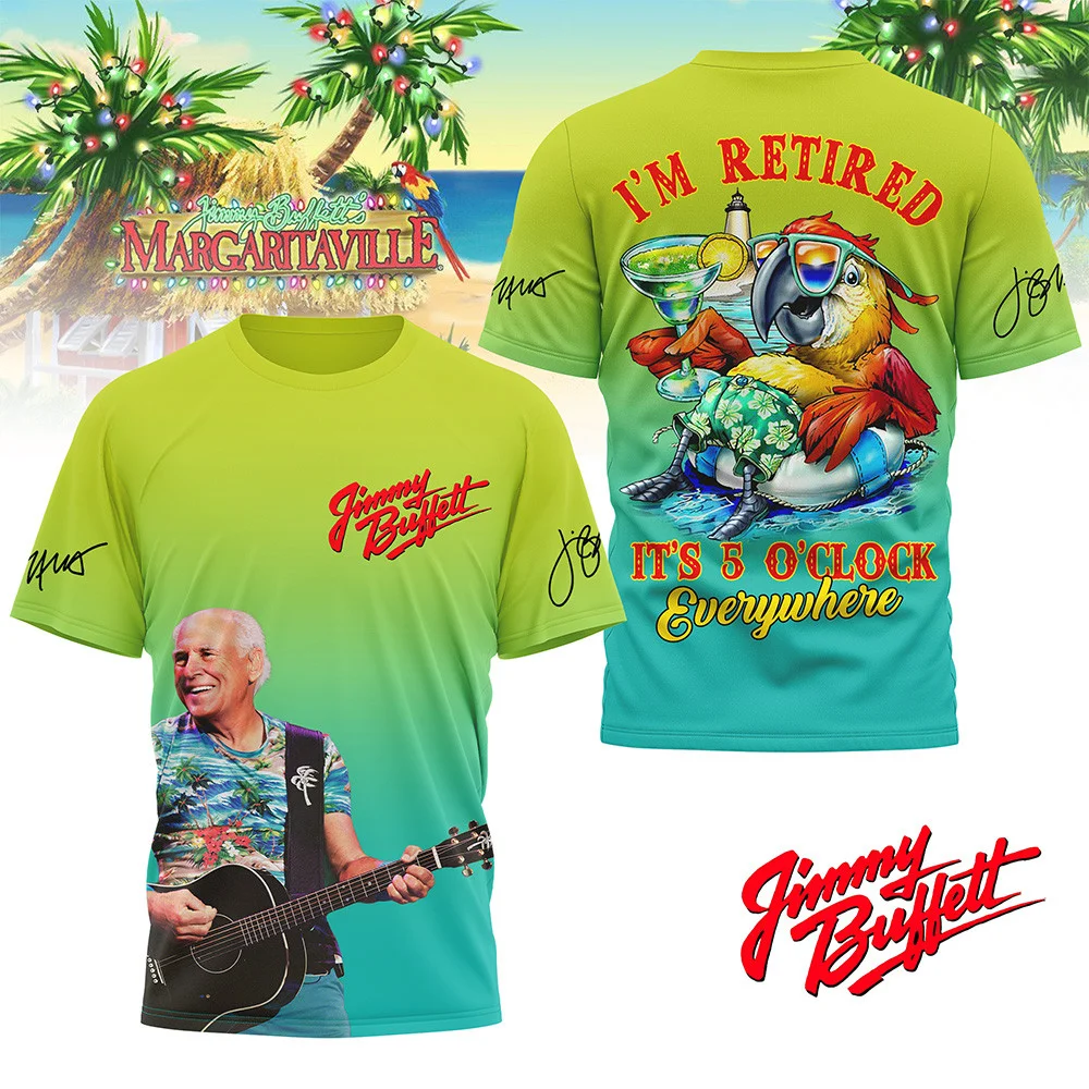 I'm Retired It's 5 O'clock T-Shirt Parrot With Cocktail Margaritaville Merchandise Gift For Her