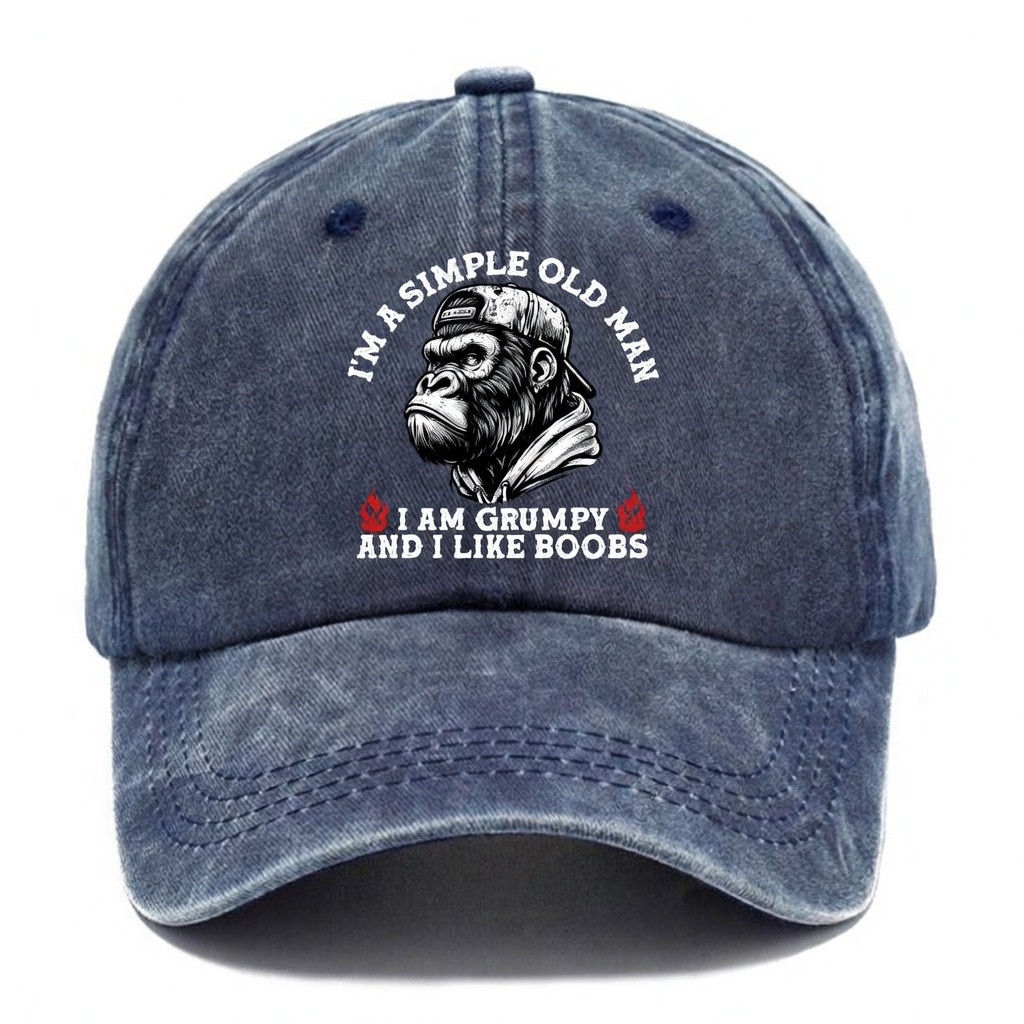 I'm Simple Old Man Baseball Cap I Am Grumpy And I Like Boobs Hat Funny Gift For Men