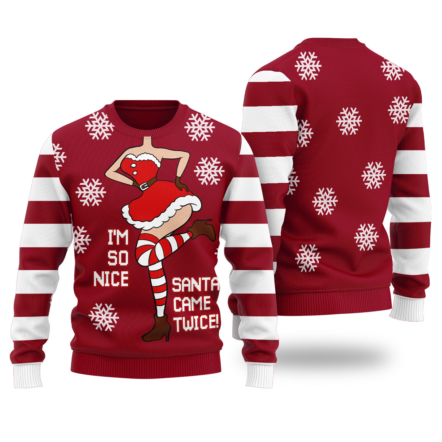 Im So Nice Santa Came Twice Ugly Christmas Sweater Cardinal Red Unique Holiday Merch Gift for Home and Family