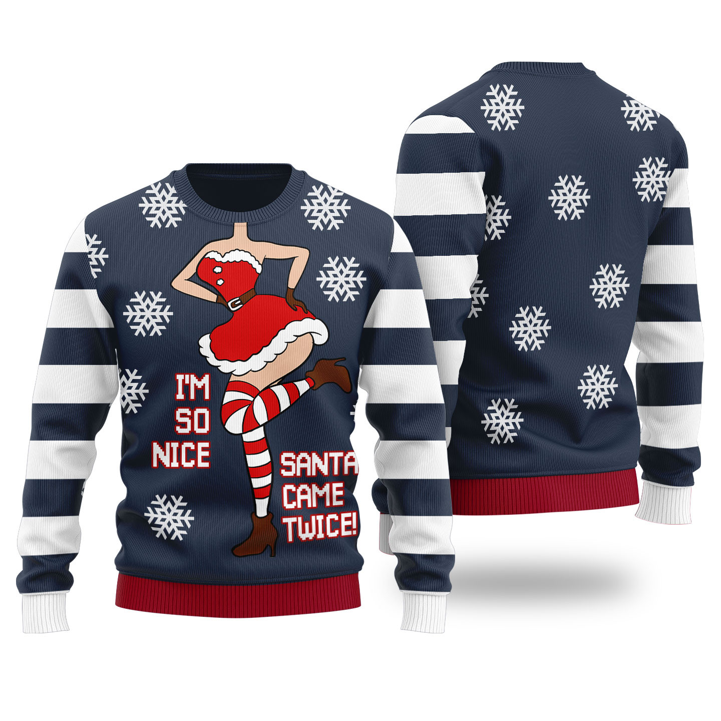 Im So Nice Santa Came Twice Ugly Christmas Sweater Navy Holiday Merch That Makes a Perfect Christmas Gift
