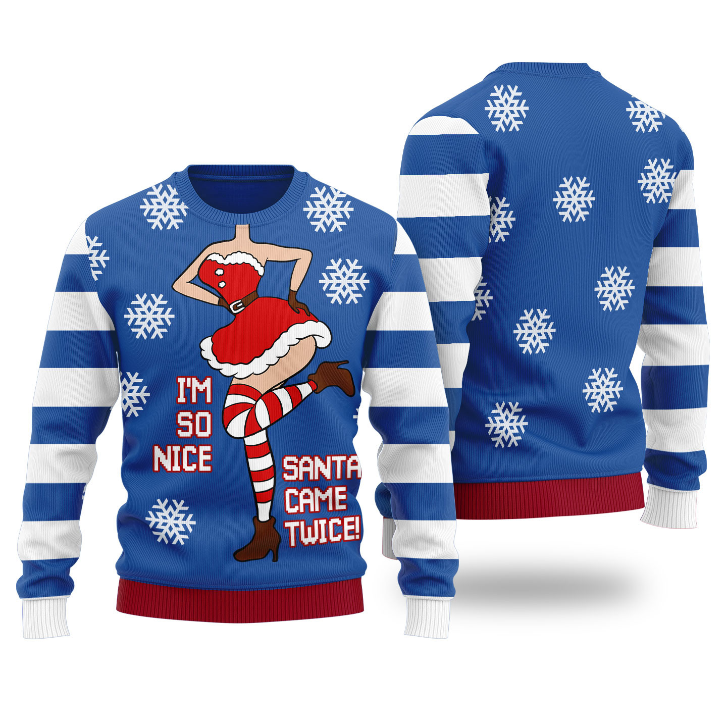 Im So Nice Santa Came Twice Ugly Christmas Sweater Royal Casual Winter Sweatshirt for Daily Comfort