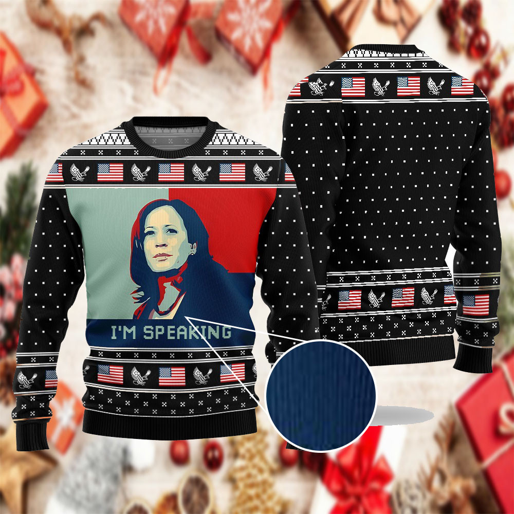 I'm Speaking Kamala Harris Christmas Ugly Sweater Harris For President 2024 Democrat Sweater