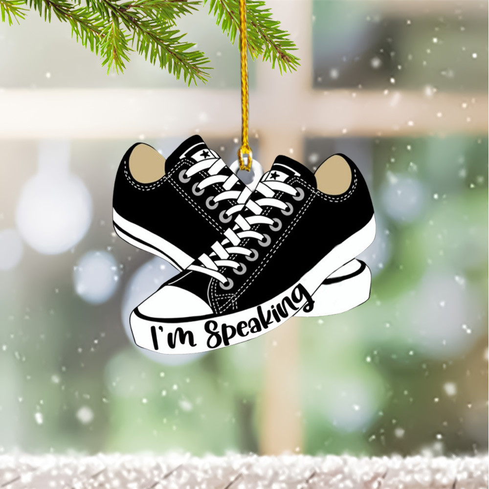 I'm Speaking Shoes Ornament Shape Kamala Harris For President 2024 Christmas Tree Ornament