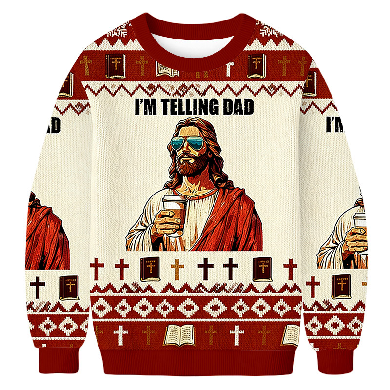 I'm Telling Dad Ugly Sweater Christian Themed Holiday Clothing Christmas Gifts For Christians
