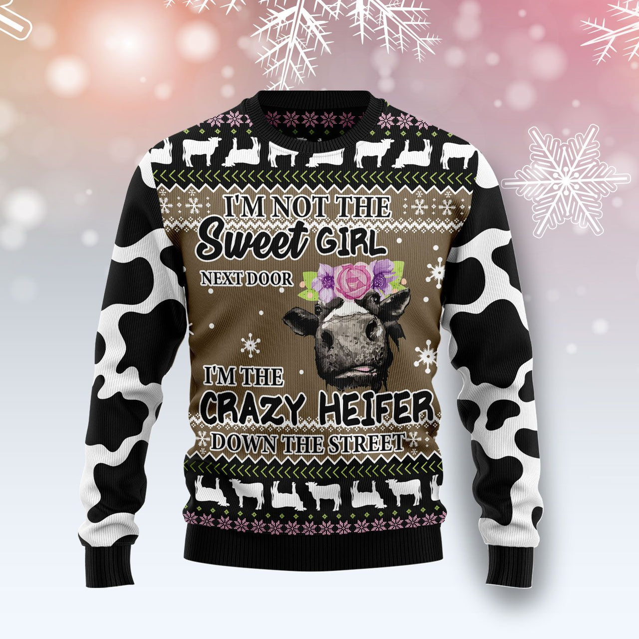 I'm The Crazy Heifer Ugly Christmas Sweater Funny Clothing Unique Gifts For Cow Lovers