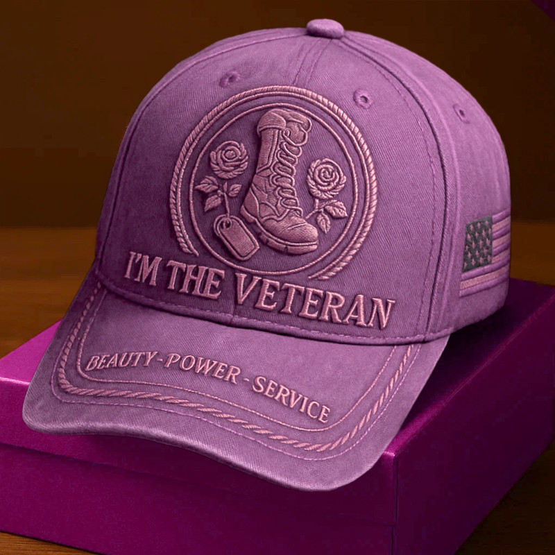 I'm The Veteran Hat Beauty Power Service American Flag Cap Veteran Gift For Her