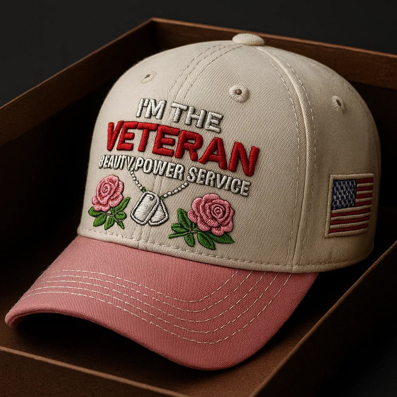I'm The Veteran Hat Beauty Power Service Flower Baseball Cap Gifts For Patriotic Veterans