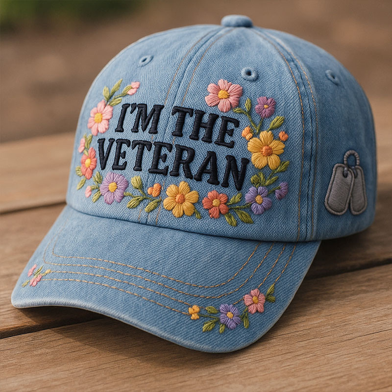 I'm The Veteran Hat Flower Design DD 214 Baseball Cap Best Gifts For Him