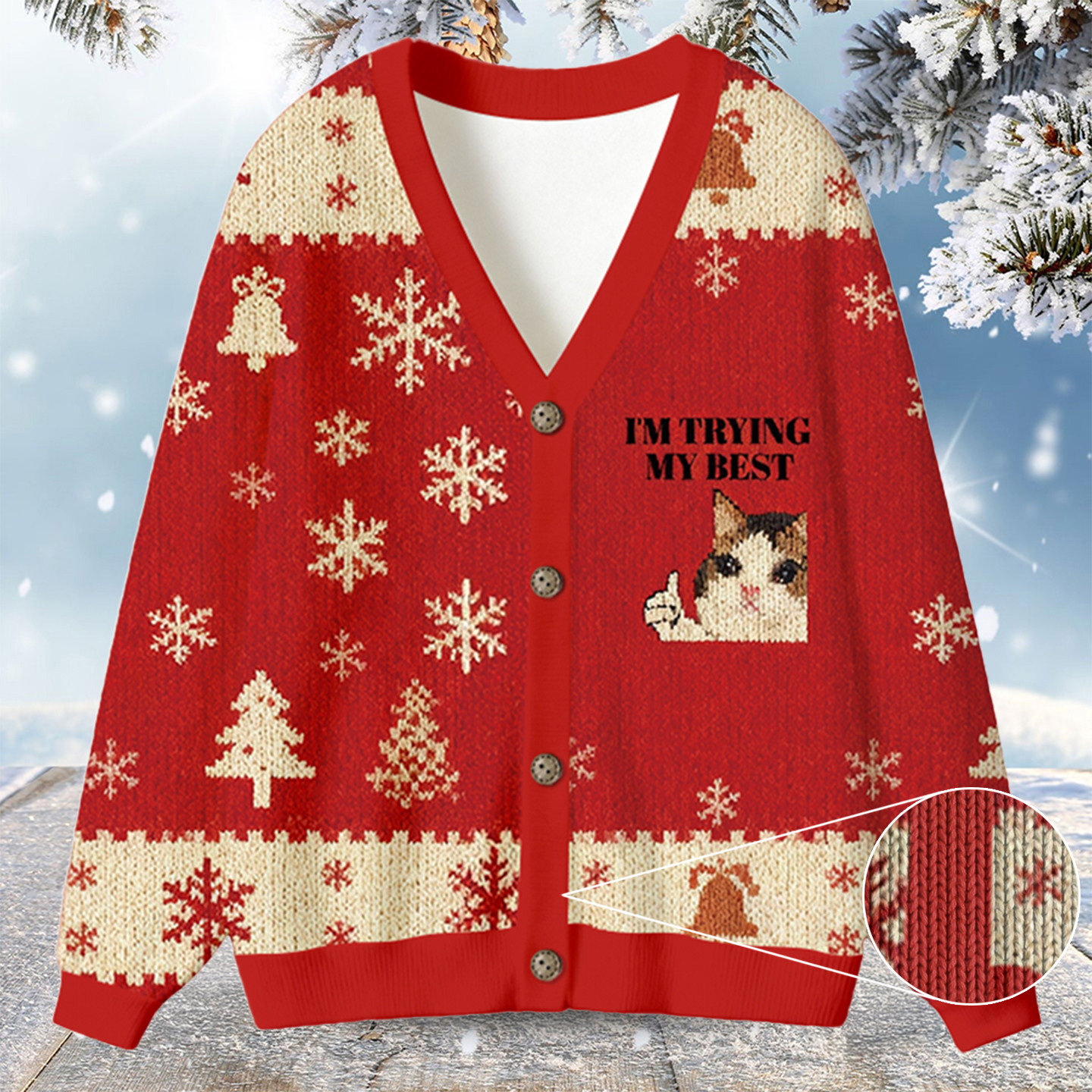 I'm Trying My Best Christmas Ugly Cardigan Cute Xmas Clothing Gifts For Adult Daughters