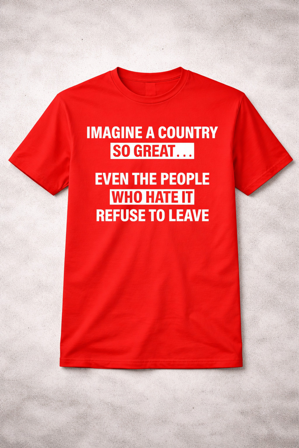 Imagine A Country So Great T-Shirt Funny Political Sarcastic Quote Clothing Humor Gift