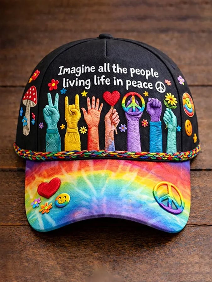 Imagine All The People Living Life In Peace Baseball Hat Unity Message Apparel Gift For Her