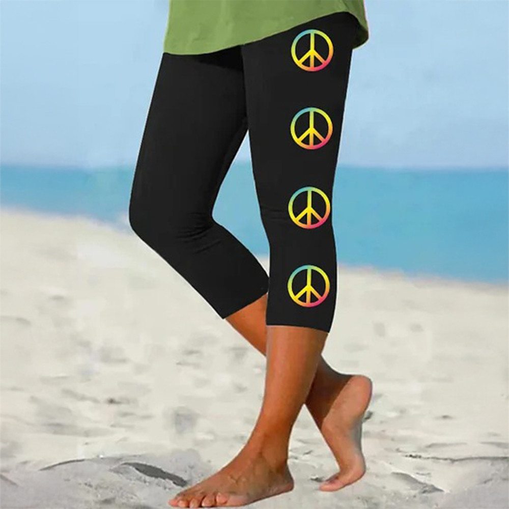 Imagine All The People Living Life In Peace Cropped Legging Hippie Style Merch Peace Advocate Gifts
