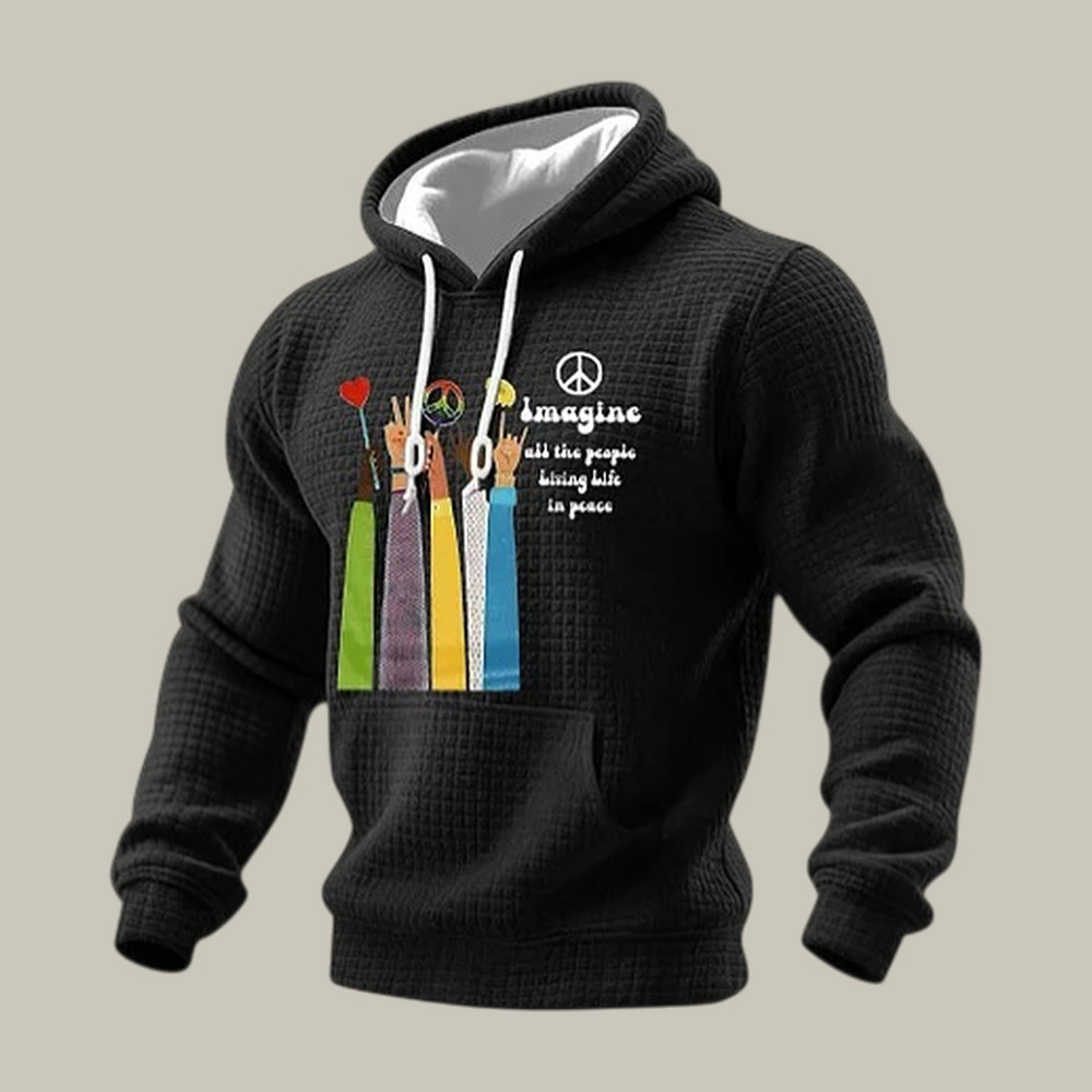 Imagine All The People Living Life In Peace Hoodie Hippie Style Clothing Gift For Father's Day
