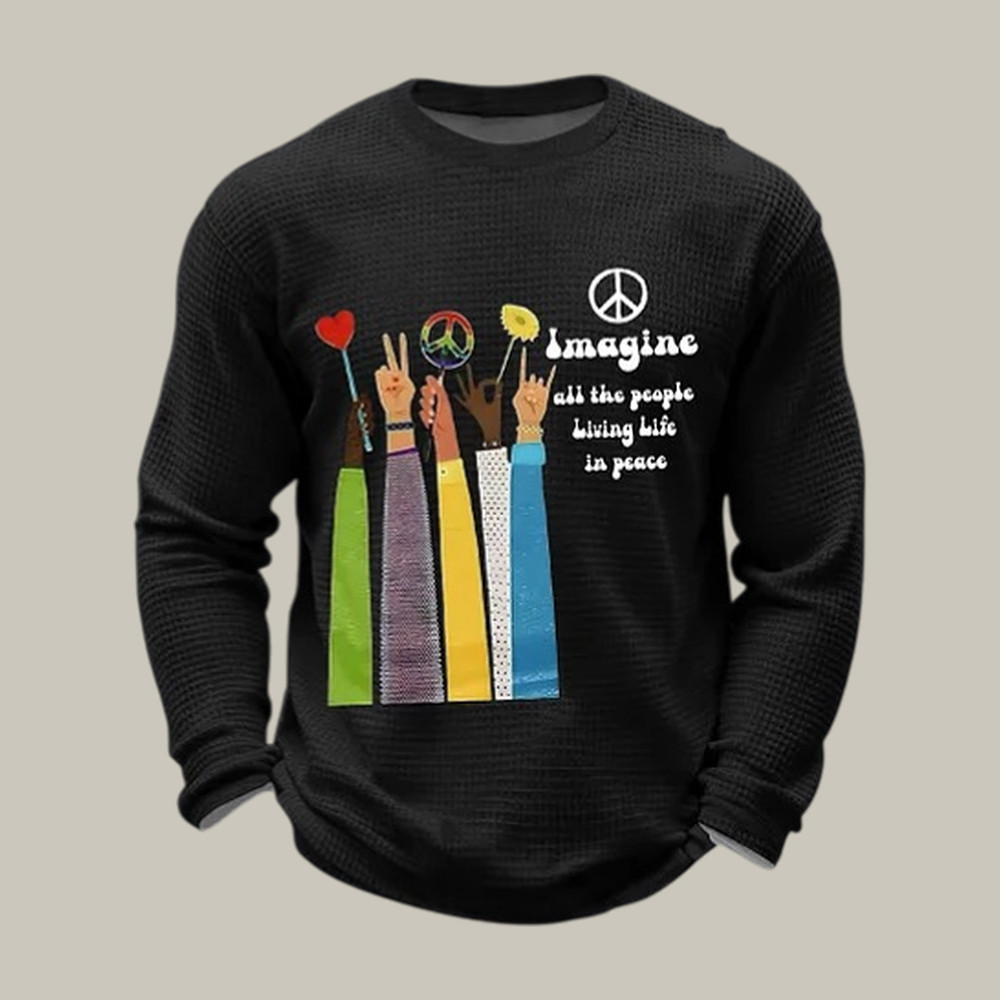 Imagine All The People Living Life In Peace Long Sleeve Shirt Hippie Fashion Good Gift Idea