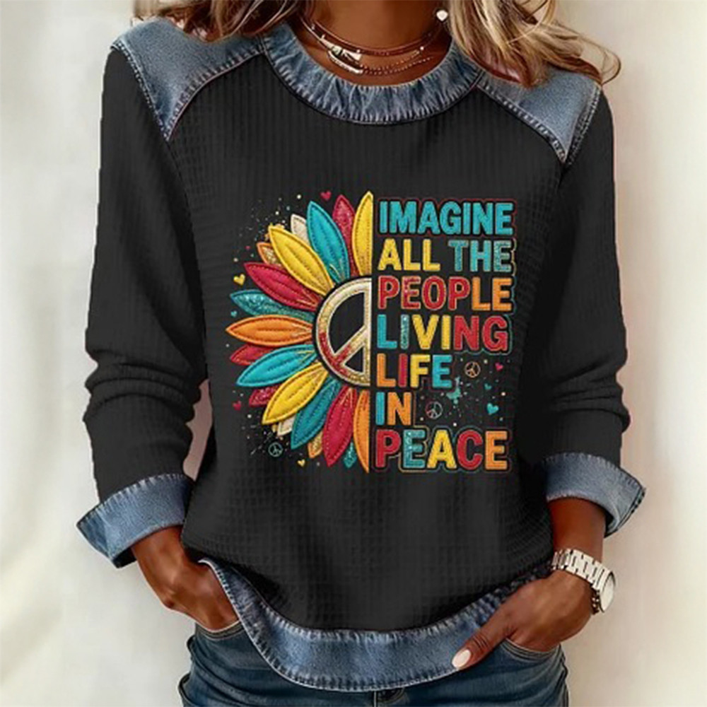 Imagine All The People Living Life In Peace Sweatshirt Hippie Festival Outfits Gift For Her