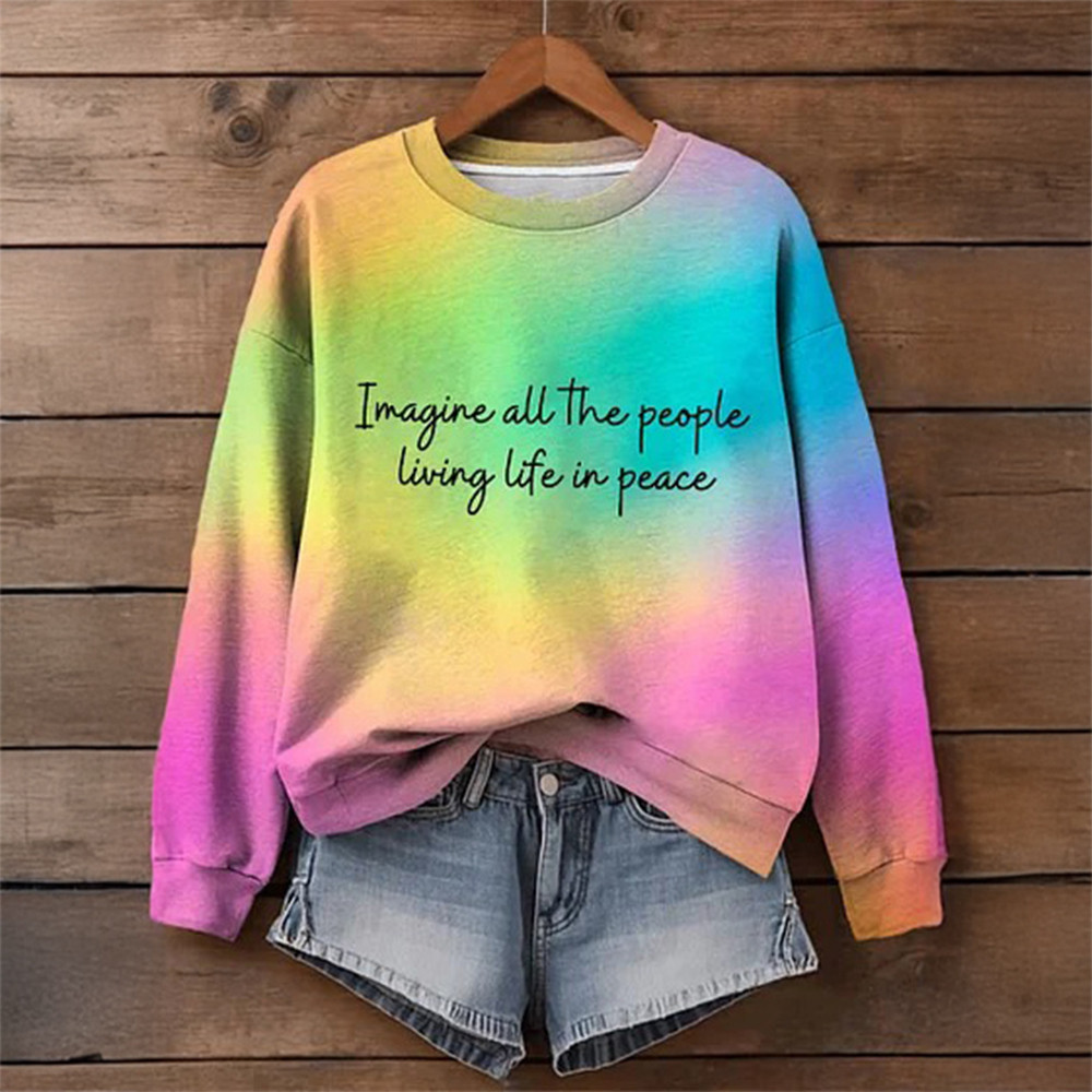 Imagine All The People Living Life In Peace Sweatshirt Hippie Style Apparel Best Gift For Peace Lover